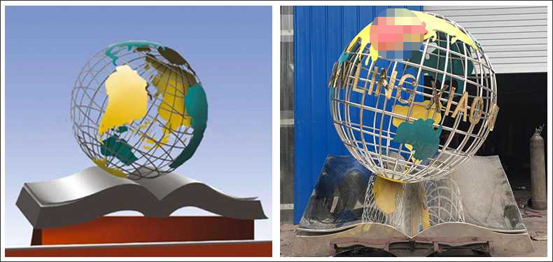 不銹鋼地球，景觀地球雕塑，學(xué)校地球儀擺件
