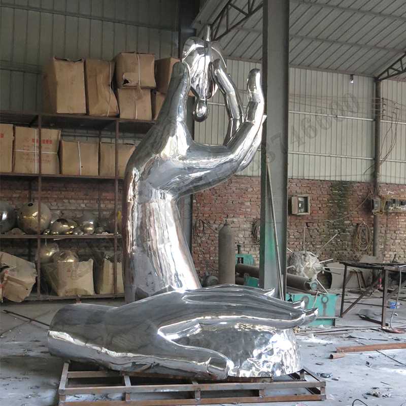 環保不銹鋼雕塑，不銹鋼水滴雕塑，環保主題景觀雕塑